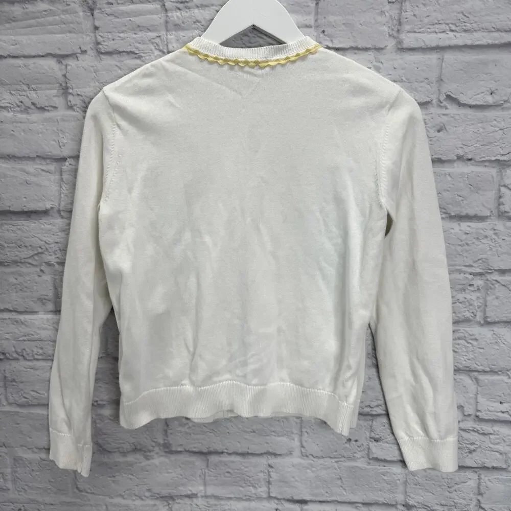 Stella McCartney Kids Sunflower Cardigan Sweater Size 12 Y White Button